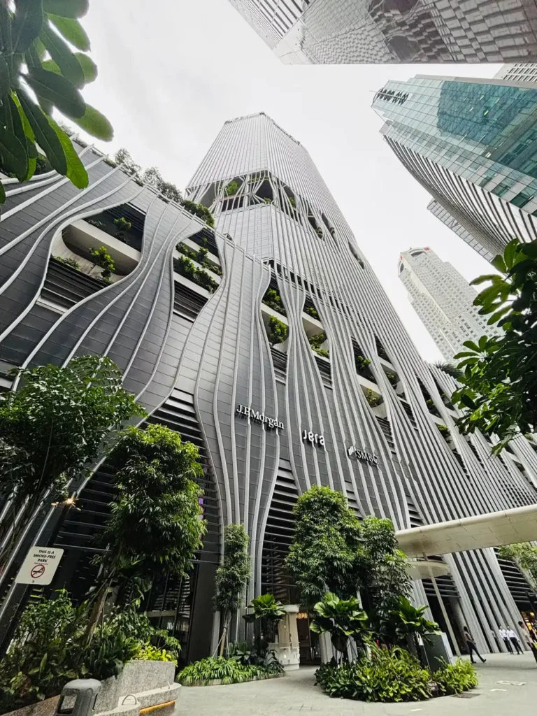 Exterior view of a serviced office building in Singapore's CBD